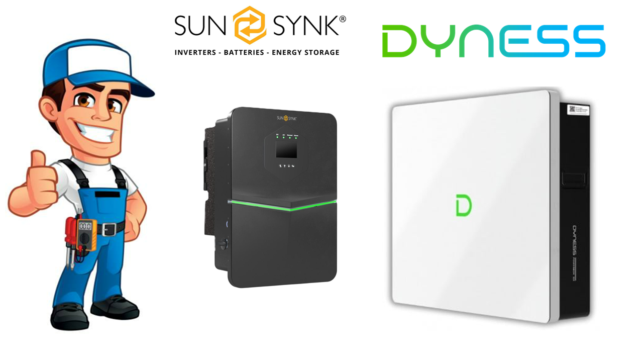 Installed Sunsynk ACURE 3.6/5/7/8kW Hybrids | Dyness Powerbox G2 10.24kWh | IP65 | Heating Element | Fire Suppression | Wall Mounted | EPS available | Ave £231/kW