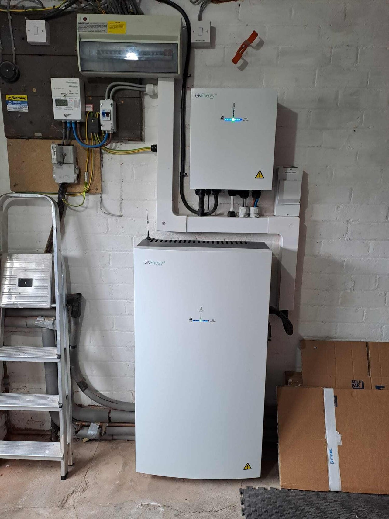 Givenergy All In One 6kW AC unit with 13.5kWh battery installed.