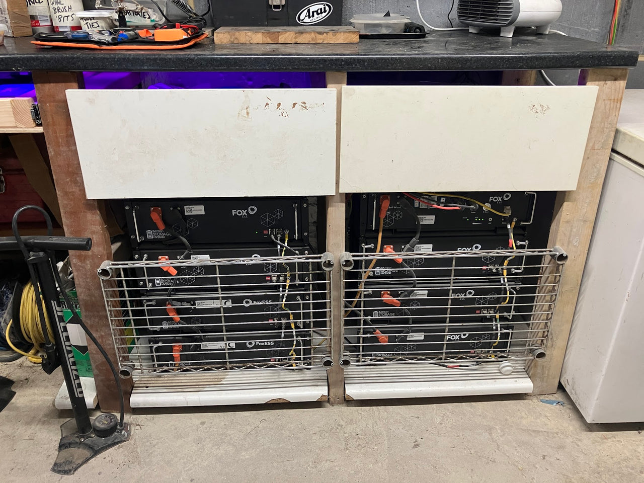 Close-up of Fox ESS 5kw AC charger and HV2600 batteries