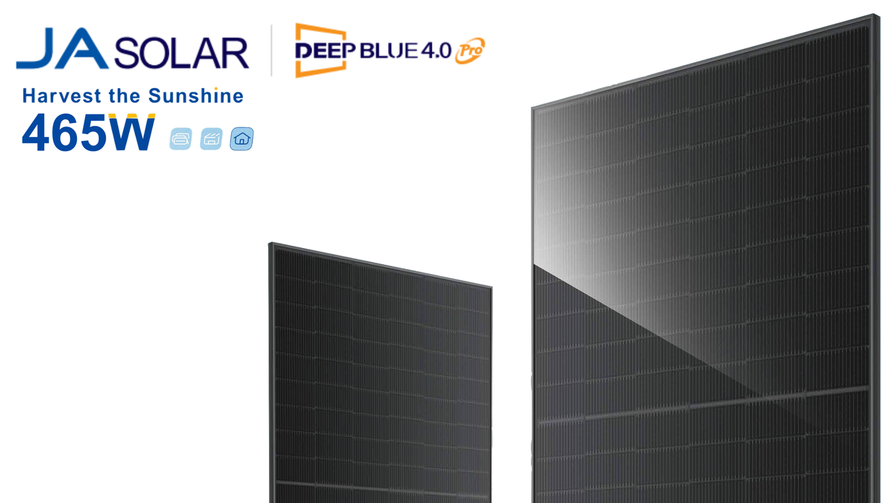465W JA Solar N-type | Double Glass Monofacial | MC4 Connectors | All Black