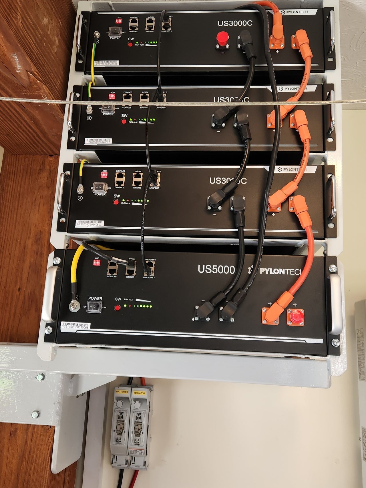 Close-up of Pylontech battery units