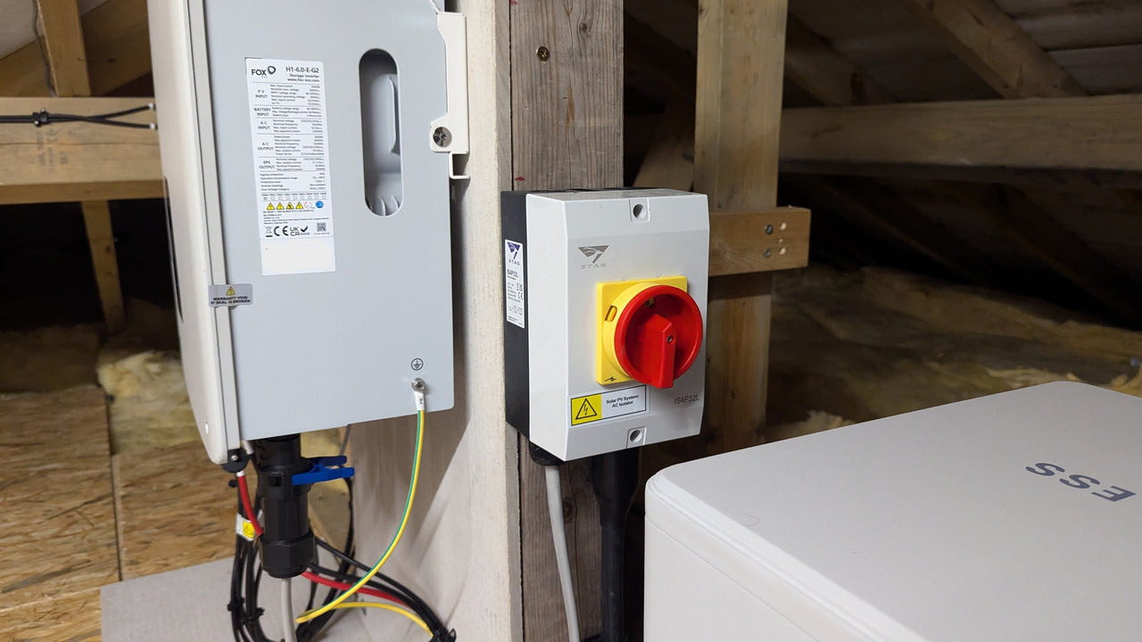 Close-up of Fox ESS AC charger and battery system