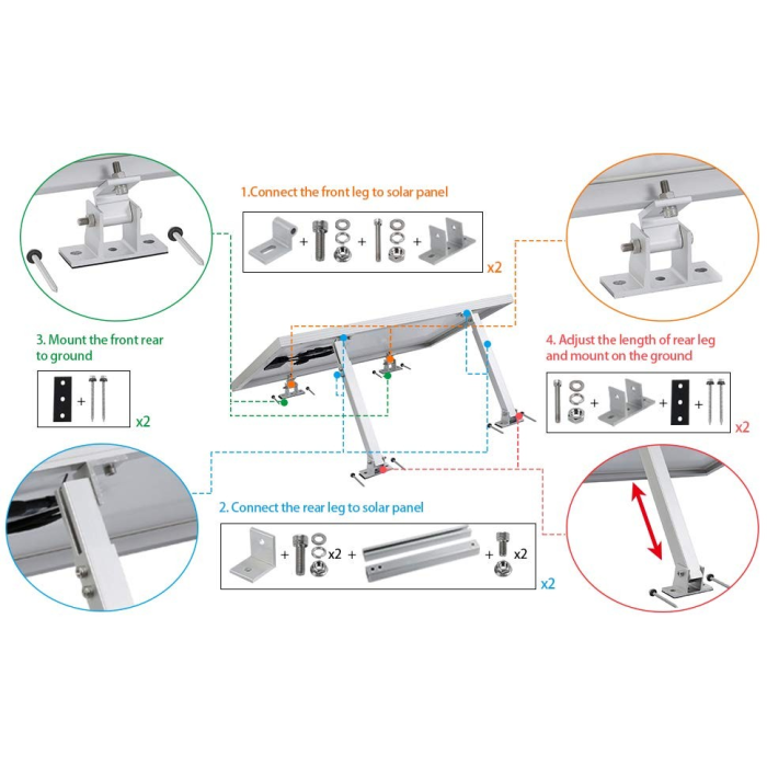 step by step instructions for a solar panel tilt mount kit