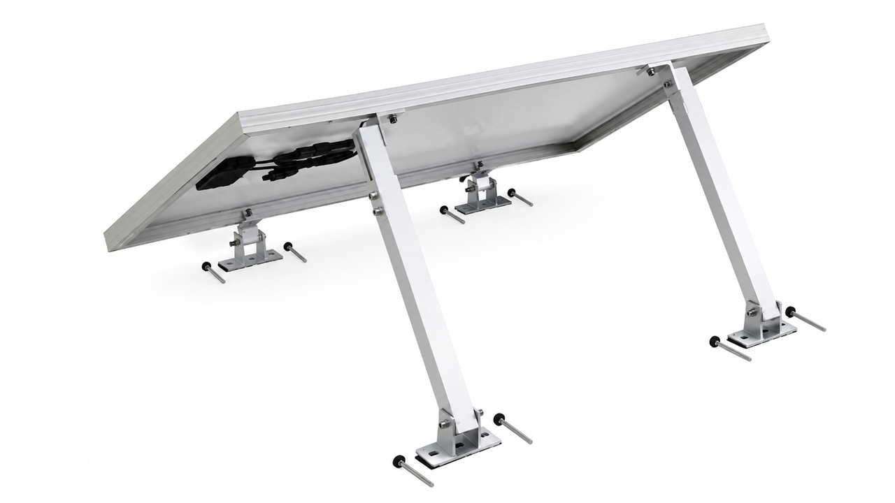 Adjustable tilt mounting frame kit for solar panels to flat service 15-30 degrees