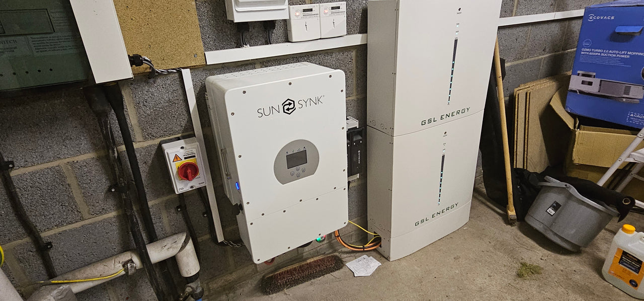 Sunsynk 10kw 3ph hybrid with GSL 10.24kWh batteries installed.