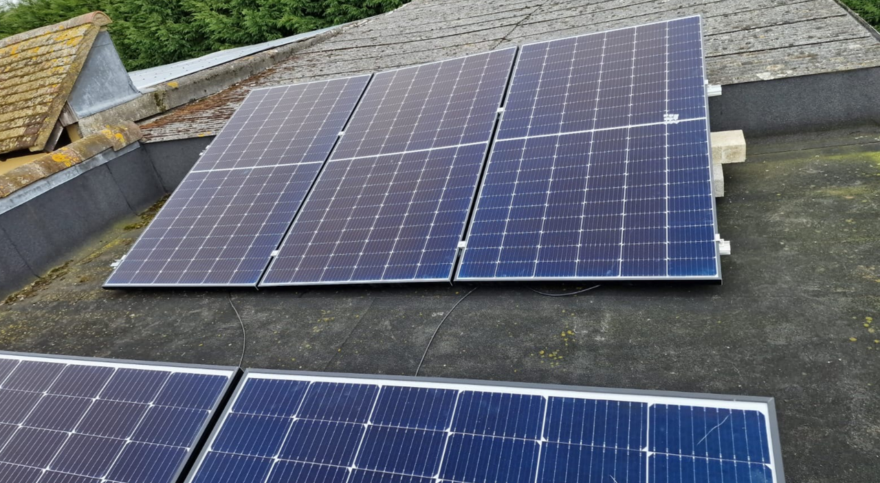 Close-up of rooftop solar panels