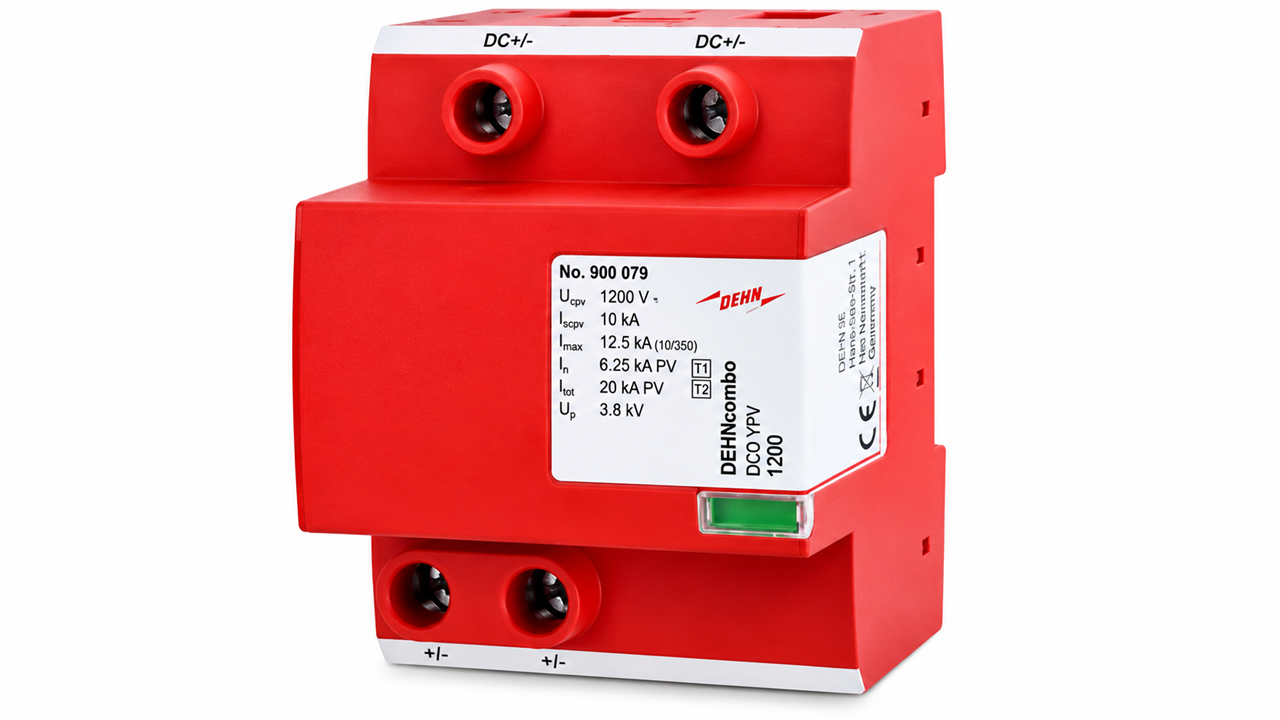 PV DC Lightning Current & Surge Arrester - Type 1 + 2 combined 1200VDC (900 070)