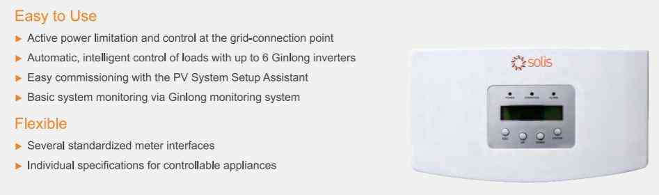 Solis Export Power Manager 5 Gen - 1ph features