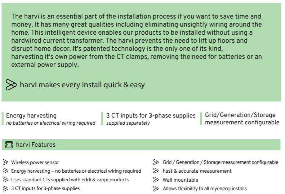 Myenergi Harvi  wireless sensor info